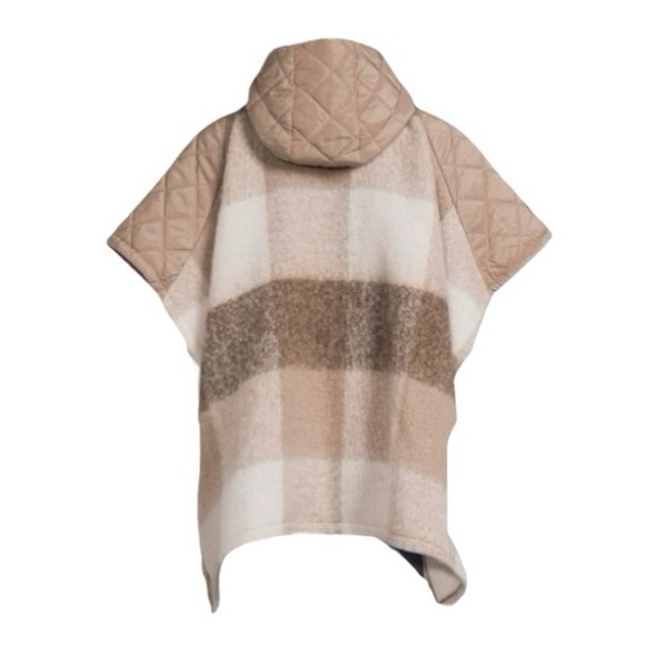 Time And Tru Plaid Stone Hooded Zipper Poncho Sweater - Picture 4 of 9